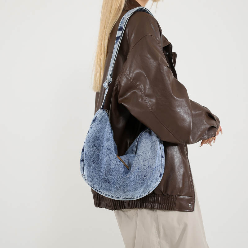 Women's New Shoulder Simple Ladies Denim Dumpling College Student Fashion Canvas Bag