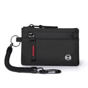 Rfid Credit Holder Men Wallets Luxury Nylon Slim Wallet Zipper Key Card Case Male Tactical Coin Purse With Carabiner