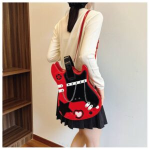 Niche Creative Contrast Color Guitar Shape Cute Backpack Fashion Hot Style Messenger Popular Handbag Shoulder Bag For
