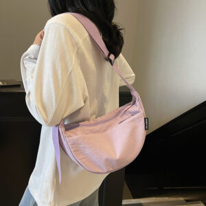 Large Capacity Dumpling For Women 2026 New Lightweight Wide Strap Crossbody Nylon Canvas Commuter Sports Cycling Bag