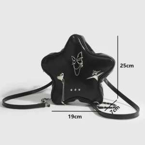 Y2k Backpacks For Women Fashion Butterfly Pentagram Decoration Shoulder Bags Aesthetic Female Small PU Leather Handbags