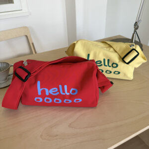 Large-capacity Tote For Women, Korean-style Casual Crossbody Bag, Red Simple Letter Print Student Canvas Bag