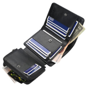 Wallet Men’s Short European And American Multi Slots Tri Fold Zipper Coin Purse Fashionable Thin Card Holder Men