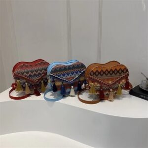 Textured Woven 2026 New Trendy Fashion Crossbody Ins Niche Tassel Shoulder Bag For Women