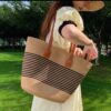 Khaki Bag-Black Stripes