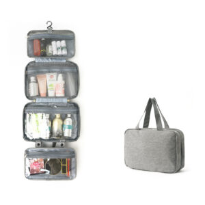 4-Fold Hanging Toiletry Bag – Waterproof & Multi-Compartment Travel Cosmetic Organizer (Wet/Dry Separation, Portable