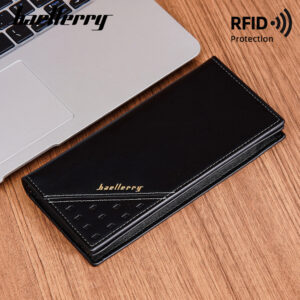 New Men’s Long Baellerry Anti Magnetic Multi Slot Zipper Wallet Minimalist Thin Leather Clip