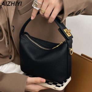Mini PU Leather Top Handle Clutch for Women Crossbody Cute Chic Shoulder Messenger Mobile Phone Bag Purse Handbag