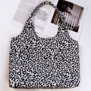 for Women Sexy Leopard Print Shoulder Fashionable Large Capacity Canvas Wild Crossbody Bag Corduroy Handbag Wholesale