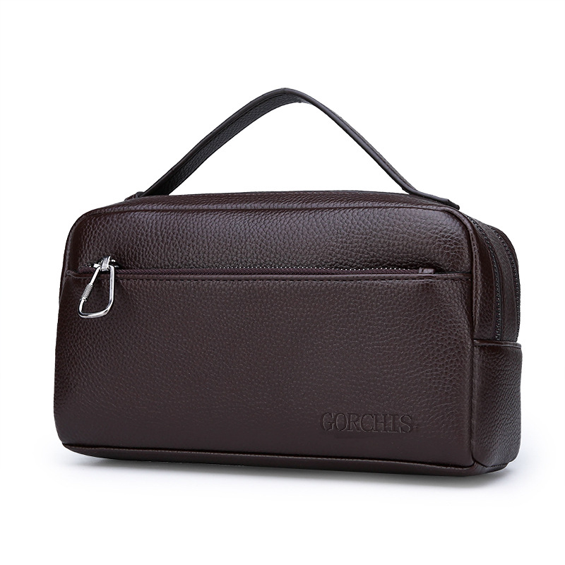 Clutch Multi-Pocket Large Capacity Business Casual Soft Leather Trendy Men's Bag - Image 5