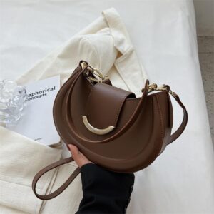 For Women Pu Leather Shouler Crossboy Bag Half Moon Chain Small Bags Casual Fashion Dress Armpit Messenger Laies