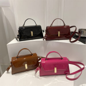 Glossy Finish New Trendy Fashion Simple Buckle Casual Shoulder Bag Crossbody Handbag For Women
