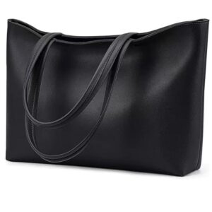 Women’s Simple Handbags, PU Leather Tote Shopper Bag For Work, School, Shopping With Zip And Inner Pocket