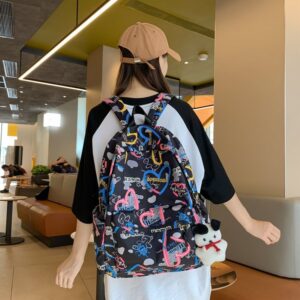 Men’s Bags girls with love print version campus junior and high school students, schoolbags for girls, casual backpack