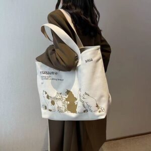 canvas Fashion shoulder tote Student class Tote Denim material large capacity women’s shopping bag