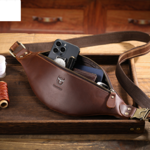 Captain Niu goods retro crazy horse waist trendy genuine leather men’s bag