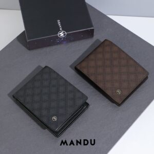 MANDU 2026 New Plaid Men’s Large Capacity Wallet RFID Card Bag Male