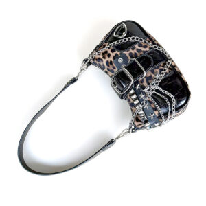 New Spring/Summer Fashion Niche Design Chain Leopard Print Shoulder Sweet Cool Girl Y2K Millennial Style Underarm Bag