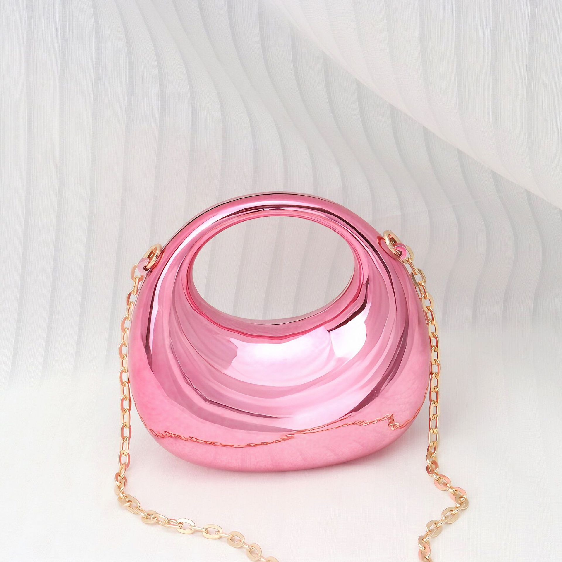 Creative Mini Handheld Crescent 2026 Evening Textured Acrylic Shoulder Bag Chain Crossbody - Image 3