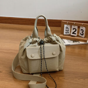 Mini Crossbody Bucket For Women, Simple Versatile Oxford Cloth Lightweight Handheld Shopping Shoulder Drawstring Small