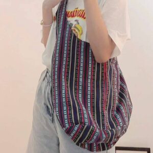 Designer fashion new retro Aztec one-shoulder portable cotton, linen and canvas jacquard casual women’s bag