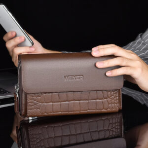 Classic Magnetic Buckle Anti Theft Clutch Multi Card Slot Large Capacity Wallet PU Leather Trendy Men’s Bag