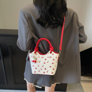 New Trendy Girl Handbag Fashion Commuter Cherry Tote Niche Printed Texture Shoulder Underarm Bag