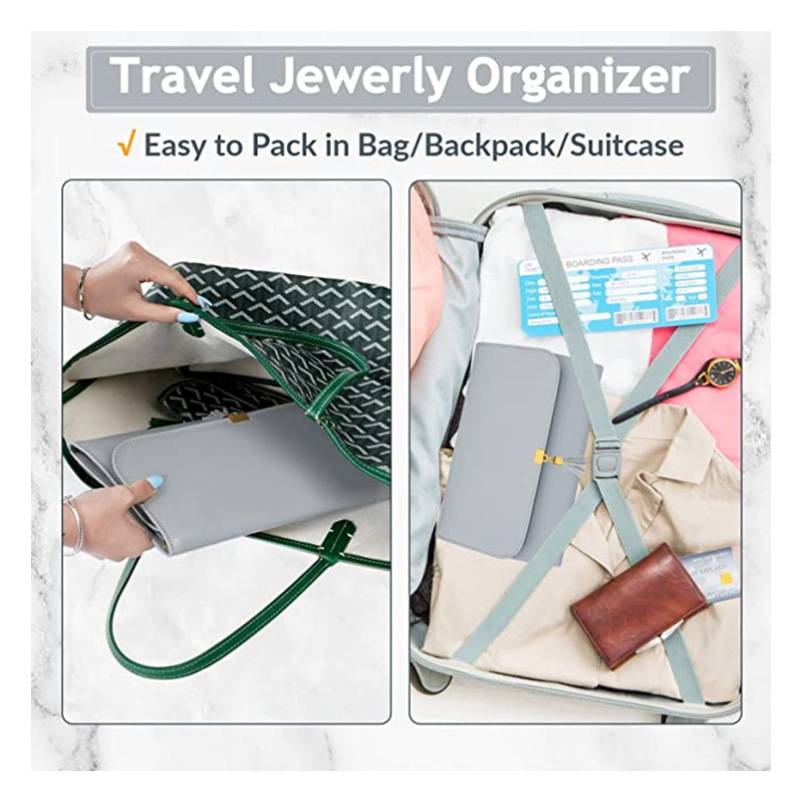 Designer fashion new folding travel portable storage multi-ring earrings jewelry bag - Image 4