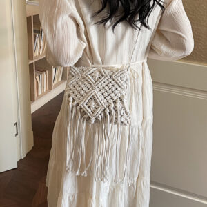 2026 Summer Tassel Crossbody Straw Korean Vintage Single-Shoulder Cotton Woven Sweet And Fresh Flap Bag
