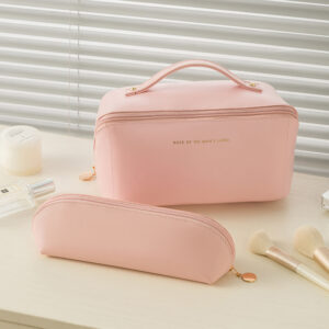 Organ pillow Makeup PU Leather toiletry bag High appearance level tote Travel portable storage bag(Two-piece set)