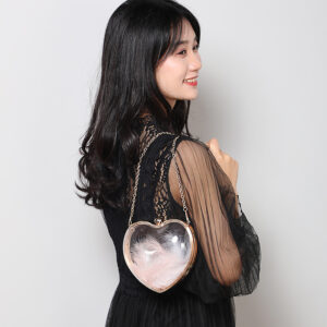 Acrylic Transparent Heart-Shaped Evening Clutch Shoulder Crossbody Chain Bag