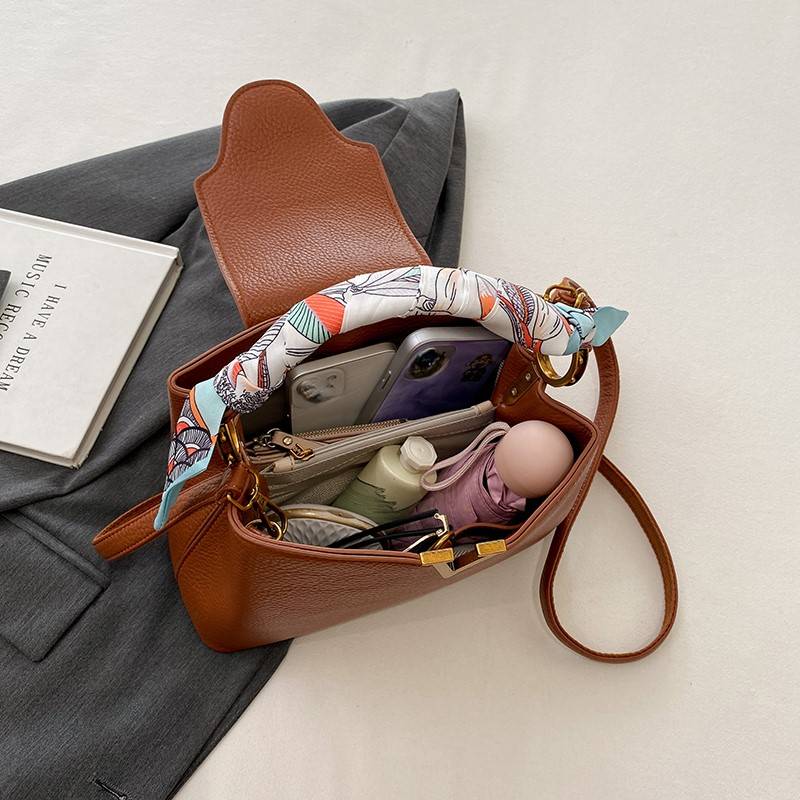 Fashion Trendy Women's Handbag, One-shoulder, Cross-body, Business Commuting, With Scarf - Image 9