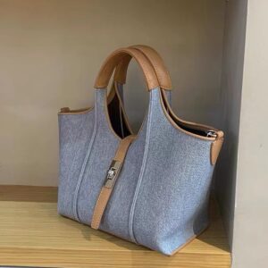 Women’s Canvas Large Capacity Vegetable Basket Bucket Casual Commuter Handbag Crossbody Bag