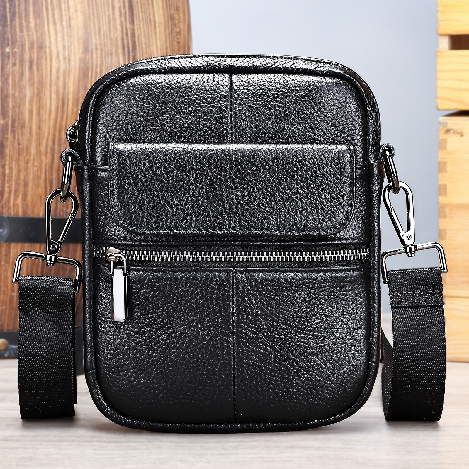 Marant Leather Messenger High Grade First Layer Cowhide Mobile Phone Shoulder Men's Bag - Image 5