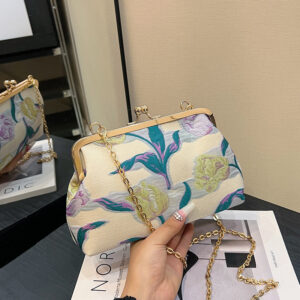 2026 new shell clip chain national style flower shoulder fashion evening crossbody women’s bag