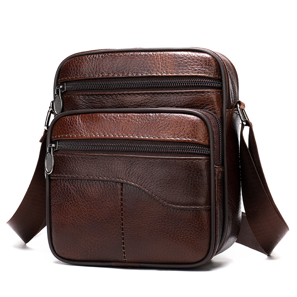 First layer genuine men's Men's single shoulder Business leather casual crossbody bag - Image 4