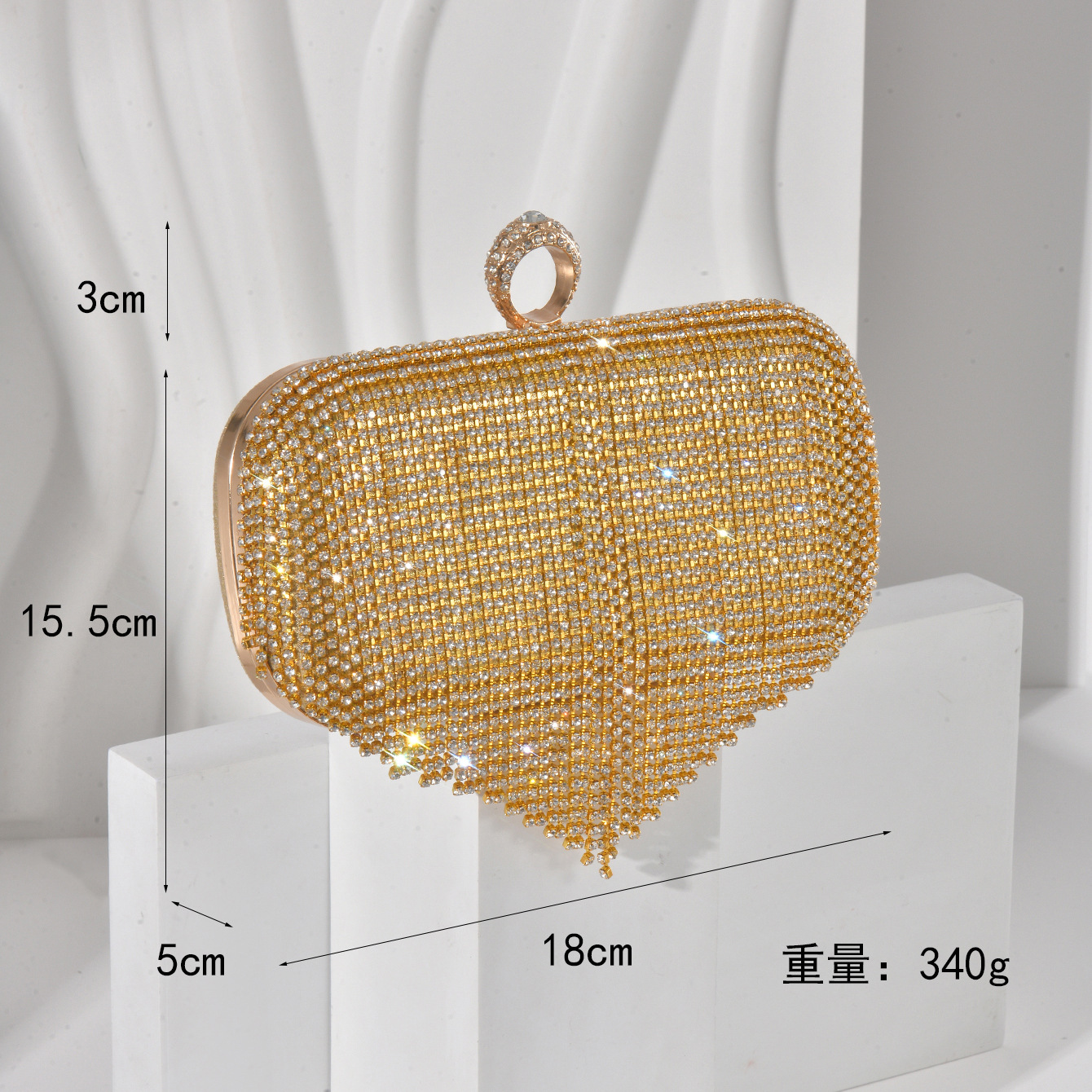 New Women's Tassel Evening Bag Elegant Cheongsam Clutch Diamond-Encrusted Handbag - Image 3