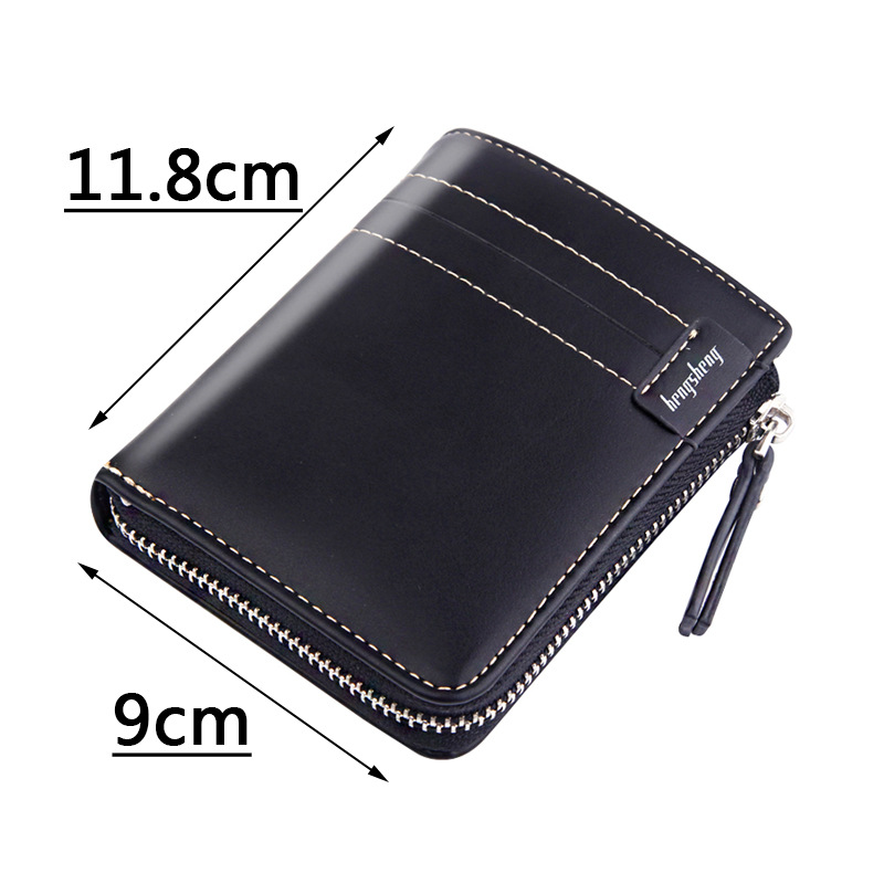 New Short Wallet Zipper Dollar Clip Men's Oil Wax Leather Driver's License - Image 4