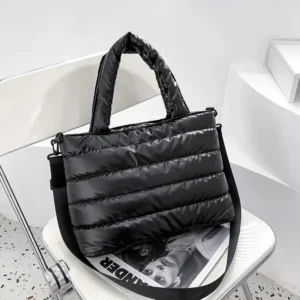 Puffer Tote For Women Quilted Puffy Lightweight Cotton Padded Shoulder Bag Down Padding Crossbody Handbag 241214