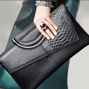 European American Retro Business Banquet Clutch Bags Crocodile Snake Pattern Fashionable And Popular Large-capacity