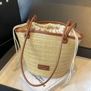 Fashionable Handheld Small For Women 2026 New Summer Grass Woven Seaside Beach Crossbody Bucket Bag