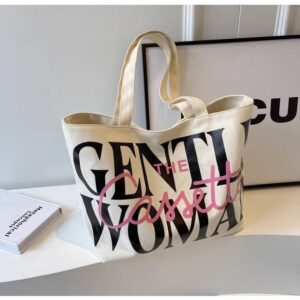 Alphabet Canvas Women’s New Casual Versatile Large-capacity Tote Japanese Student Commuting Shoulder Bag