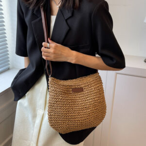 Ladies Fashion Summer Straw Crossbody Bag Beach Holiday Shopping Woven Shoulder Handbag Messenger Purses For Women Bags