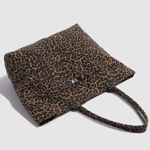 Korean Niche Leopard Print Canvas For Women Summer New Casual Lazy Style Shoulder Large Capacity Commuter Tote Bag