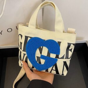 Thailand Gentle Woman Towel Embroidered Plush Cute Canvas 2026 New Model Letter Heart Shoulder Bag