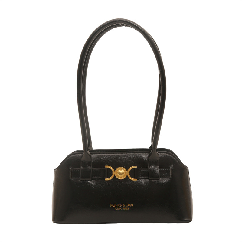 Moon‑Buckle Baguette Bag Women Solid‑Color Underarm Shoulder Purse - Image 6
