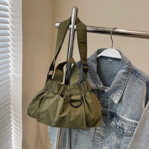 Fashion Women’s Lazy Style Large Capacity Crossbody 2026 New Nylon Korean Version Pleated Lightweight Shoulder Bag