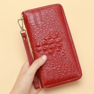 Women’s Long Genuine Leather Handbag New Cowhide Wallet Zipper Clutch Bag