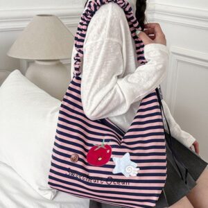 Trendy Girl’s Fashionable Striped Cartoon Towel Embroidery 2026 New Cute Casual Versatile Crossbody Bag For Women