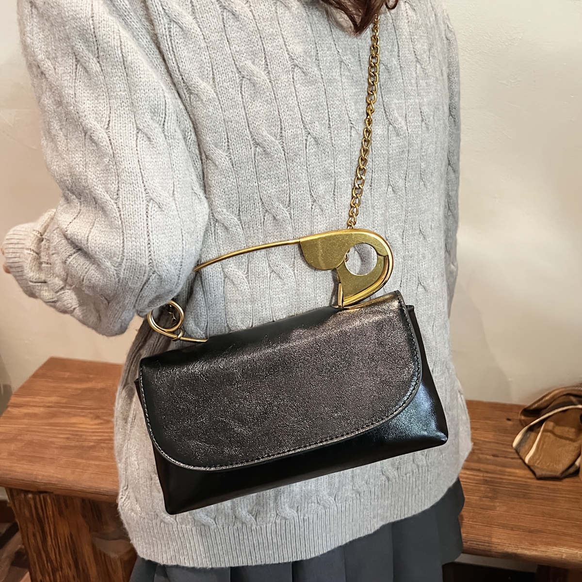 Unique Large Pin Design Envelope Bag Ladies Punk Style Daily Evening Purse - Image 14